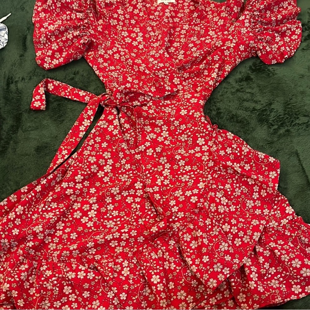 Floral Red Dress
